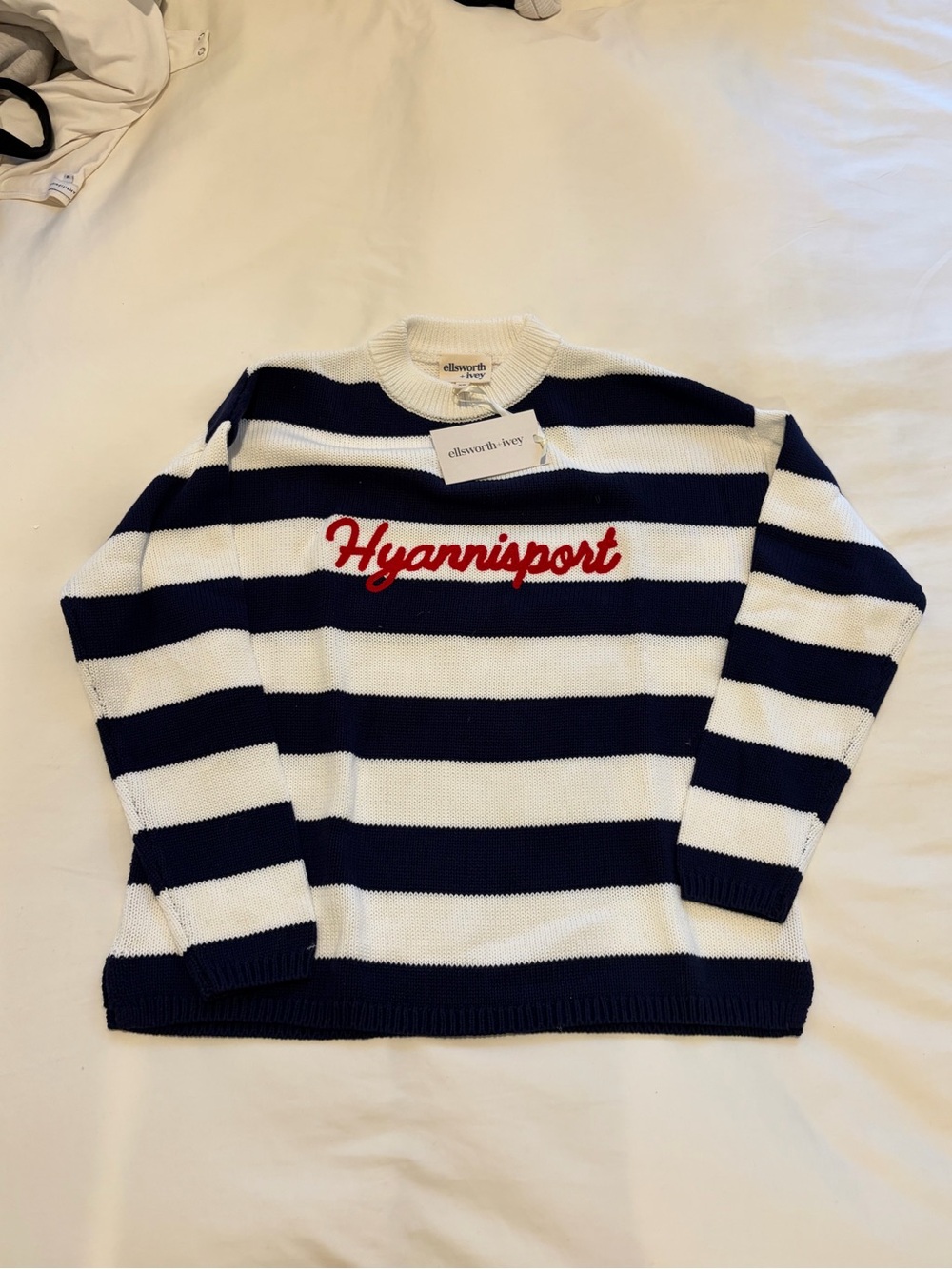 Hyannisport Striped Crewneck Sweater - Navy & White